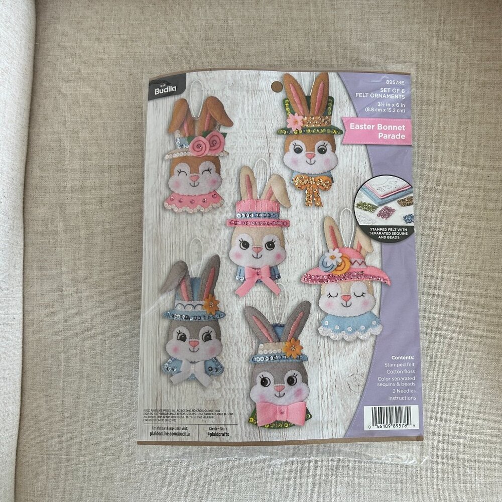 Bucilla Easter Bonnet Parade Felt Ornament Kit New 89578E